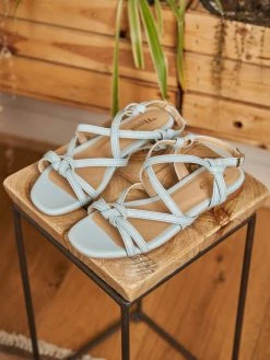Minuit Sur Terre Borneo Cross Strap Vegan Leather Flat Sandals | Sky Blue Croc Shoes 11 Minuit Sur Terre Borneo Cross Strap Vegan Leather Flat Sandals | Sky Blue Croc Shoes