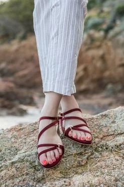 Minuit Sur Terre Shoes Canistrelli Vegan Suede Flat Sandals | Brick Red