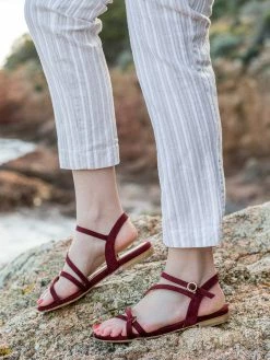 Minuit Sur Terre Shoes Canistrelli Vegan Suede Flat Sandals | Brick Red