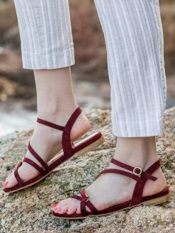 Minuit Sur Terre Shoes Canistrelli Vegan Suede Flat Sandals | Brick Red