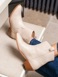 Minuit Sur Terre Centaur Vegan Leather Western Ankle Boots | Sand