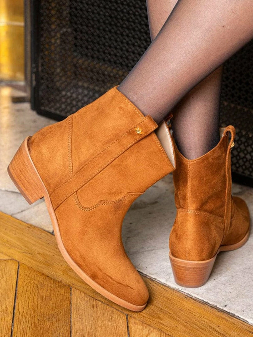 Minuit Sur Terre Centaur Vegan Suede Western Ankle Boots | Hazelnut 3 Minuit Sur Terre Centaur Vegan Suede Western Ankle Boots | Hazelnut