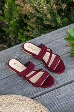 Minuit Sur Terre Shoes Cupabia Vegan Suede Slip On Sandals | Brick Red