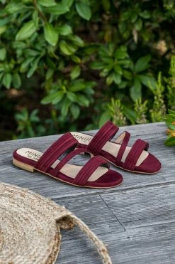 Minuit Sur Terre Shoes Cupabia Vegan Suede Slip On Sandals | Brick Red