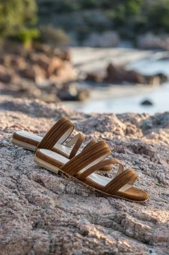 Minuit Sur Terre Shoes Cupabia Vegan Suede Slip On Sandals | Hazelnut