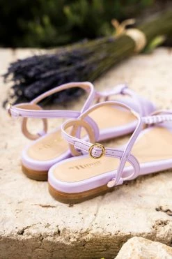 Minuit Sur Terre Durance Vegan Leather Flat Sandals | Lavender