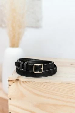 Minuit Sur Terre Elegie Apple Leather & Vegan Suede Belt | Black Accessories