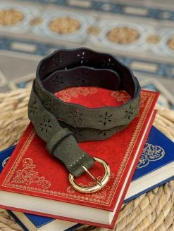 Minuit Sur Terre Folk Openwork Vegan Belt | Khaki Accessories