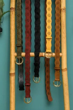 Minuit Sur Terre Folk Openwork Vegan Belt | Hazelnut