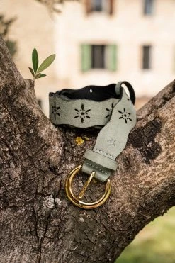 Minuit Sur Terre Folk Openwork Vegan Belt | Sage