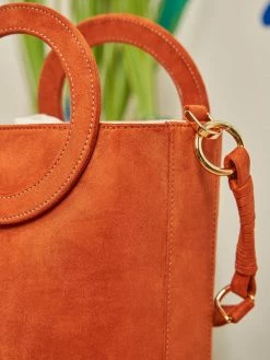 Minuit Sur Terre Bags Gaia Round Handle Vegan Suede Handbag | Paprika