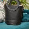 Minuit Sur Terre Gaia Round Handle Grape Leather Vegan Handbag | Black Bags
