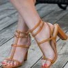 Minuit Sur Terre Girolata Apple Leather Vegan Heeled Sandals | Camel
