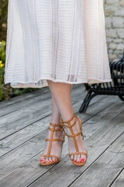 Minuit Sur Terre Girolata Apple Leather Vegan Heeled Sandals | Camel