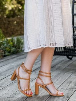 Minuit Sur Terre Girolata Apple Leather Vegan Heeled Sandals | Camel