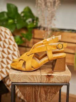 Minuit Sur Terre Guarana Block Heel Vegan Suede Slingback Sandals | Saffron Shoes