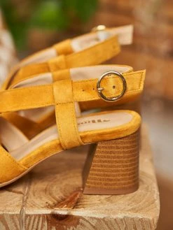 Minuit Sur Terre Guarana Block Heel Vegan Suede Slingback Sandals | Saffron Shoes
