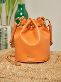 Minuit Sur Terre Hera Vegan Leather Bucket Bag | Tangerine Bags