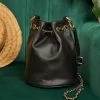 Minuit Sur Terre Hera Grape Leather Vegan Bucket Bag | Black