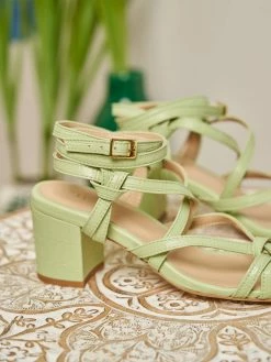 Minuit Sur Terre Hoya Strappy Wrap Vegan Leather Sandals | Mint Green Croc