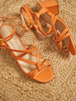 Minuit Sur Terre Hoya Strappy Wrap Vegan Leather Sandals | Mandarin Shoes