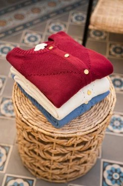 Minuit Sur Terre Clothing Lapland Recycled Cotton Cardigan | Burgundy