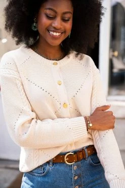 Minuit Sur Terre Lapland Recycled Cotton Cardigan | Ecru Clothing