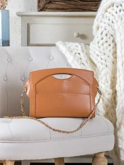 Minuit Sur Terre Leon Apple Leather Vegan Crossbody Handbag | Camel