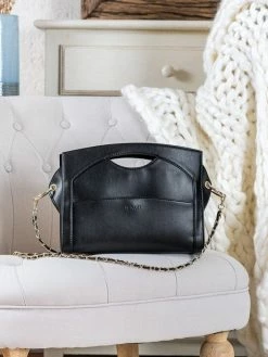 Minuit Sur Terre Leon Apple Leather Vegan Crossbody Handbag | Black Bags