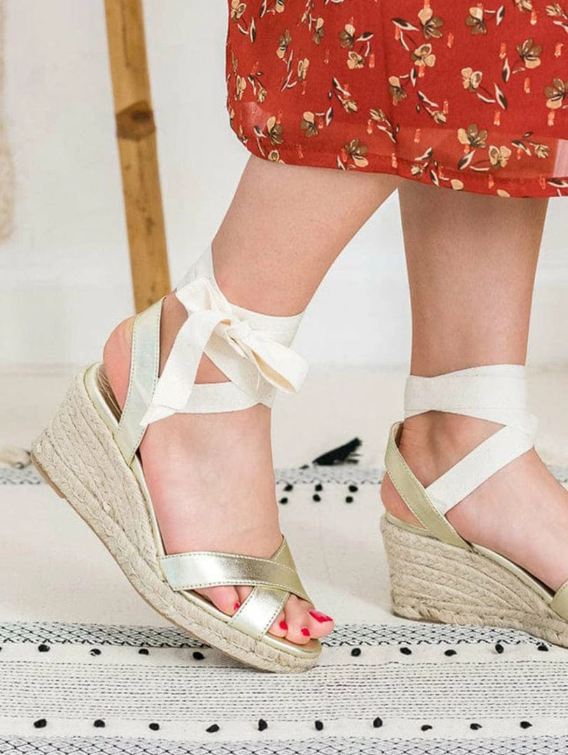 Minuit Sur Terre Shoes Libecchio Vegan Lace Up Wedge Espadrilles | Gold 3 Minuit Sur Terre Shoes Libecchio Vegan Lace Up Wedge Espadrilles | Gold