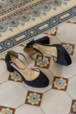 Minuit Sur Terre Luce Vegan Suede Block Heel Pumps | Black