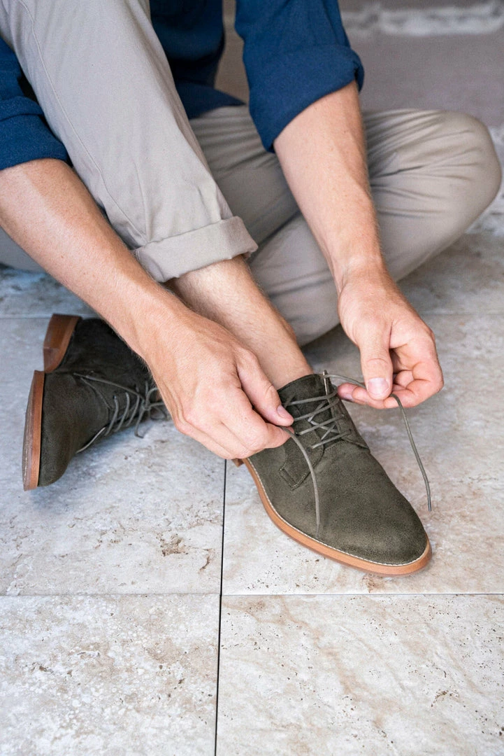 Minuit Sur Terre Macadam Vegan Suede Derby Shoes | Khaki 4 Minuit Sur Terre Macadam Vegan Suede Derby Shoes | Khaki