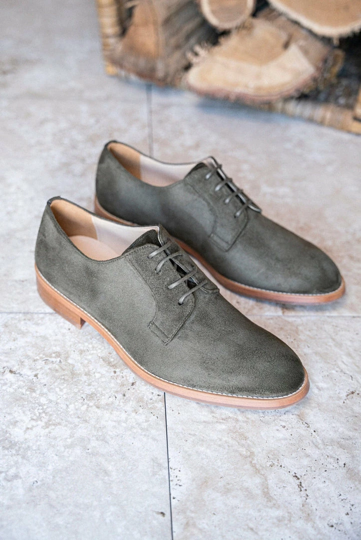 Minuit Sur Terre Macadam Vegan Suede Derby Shoes | Khaki 5 Minuit Sur Terre Macadam Vegan Suede Derby Shoes | Khaki