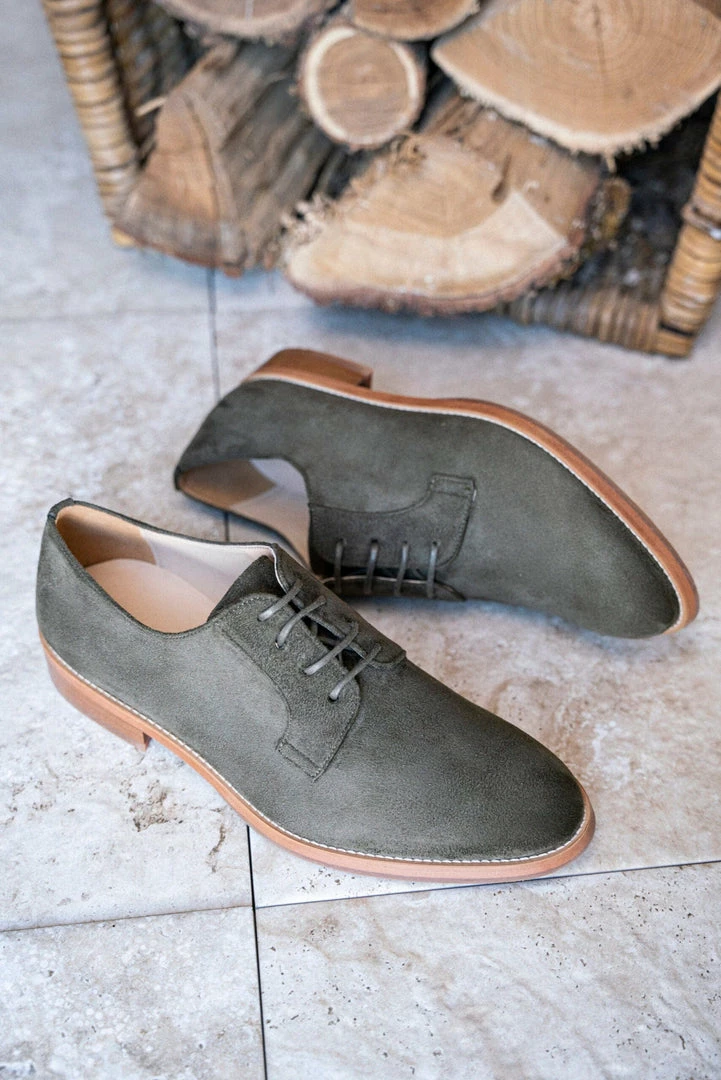 Minuit Sur Terre Macadam Vegan Suede Derby Shoes | Khaki 6 Minuit Sur Terre Macadam Vegan Suede Derby Shoes | Khaki