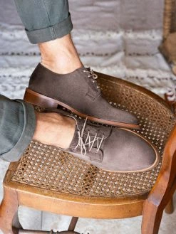 Minuit Sur Terre Macadam Vegan Suede Derby Shoes | Taupe