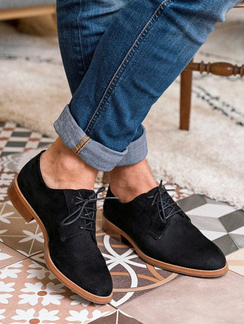 Minuit Sur Terre Macadam Vegan Suede Derby Shoes | Black 3 Minuit Sur Terre Macadam Vegan Suede Derby Shoes | Black