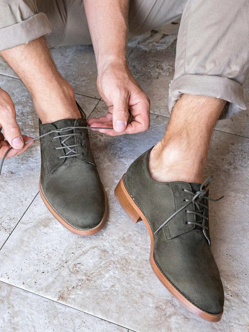 Minuit Sur Terre Macadam Vegan Suede Derby Shoes | Khaki 3 Minuit Sur Terre Macadam Vegan Suede Derby Shoes | Khaki