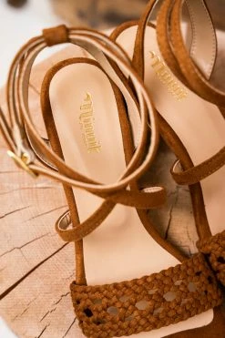 Minuit Sur Terre Manosque Ankle Strap Vegan Heeled Sandals | Hazelnut Shoes