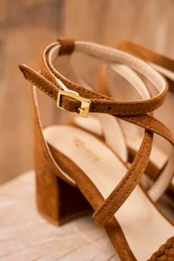 Minuit Sur Terre Manosque Ankle Strap Vegan Heeled Sandals | Hazelnut Shoes