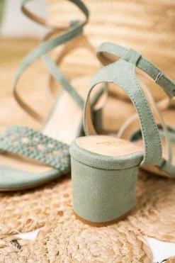 Minuit Sur Terre Manosque Ankle Strap Vegan Heeled Sandals | Sage