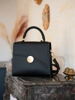 Minuit Sur Terre Bags Mazurka Grape Leather Vegan Crossbody Handbag | Black