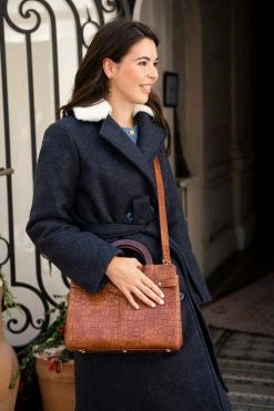 Minuit Sur Terre Mini Kayamb Vegan Leather Handbag | Chestnut Croc Bags