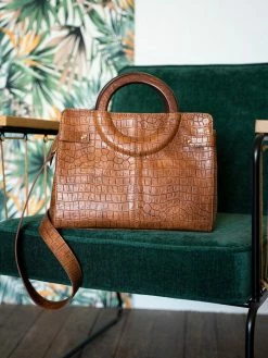 Minuit Sur Terre Mini Kayamb Vegan Leather Handbag | Chestnut Croc Bags