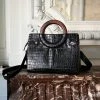 Minuit Sur Terre Mini Kayamb Vegan Leather Handbag | Black Croc