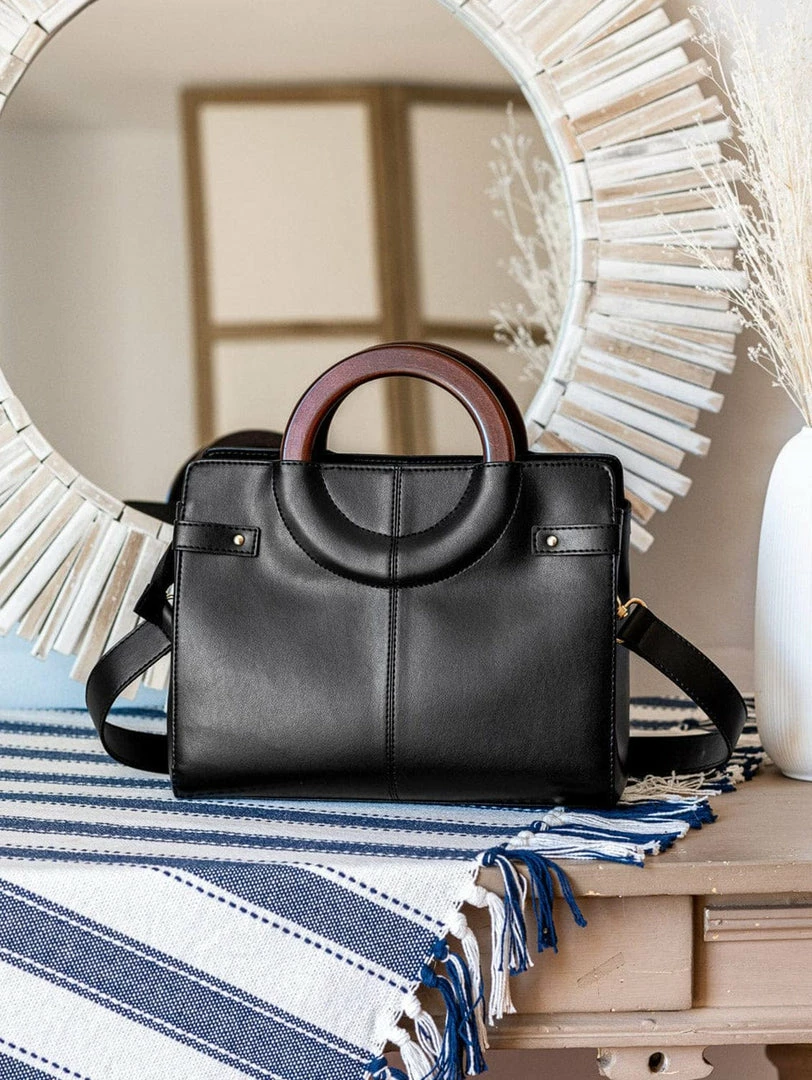 Minuit Sur Terre Bags Mini Kayamb Apple Leather Vegan Handbag | Black 3 Minuit Sur Terre Bags Mini Kayamb Apple Leather Vegan Handbag | Black