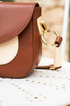 Minuit Sur Terre Bags Mira Vegan Leather Crossbody Bag | Chestnut & Cream