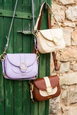 Minuit Sur Terre Bags Mira Vegan Leather Crossbody Bag | Chestnut & Cream