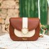 Minuit Sur Terre Bags Mira Vegan Leather Crossbody Bag | Chestnut & Cream