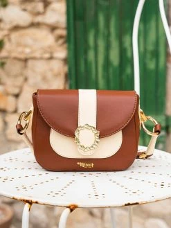 Minuit Sur Terre Bags Mira Vegan Leather Crossbody Bag | Chestnut & Cream
