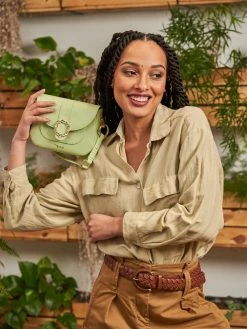 Minuit Sur Terre Mira Vegan Leather Crossbody Bag | Mint Green Croc